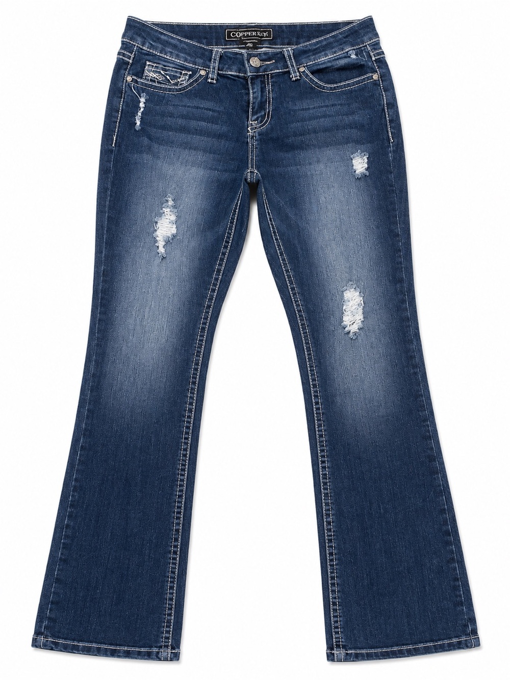 Women'sCato premium dark wash Distressed Bootcut Jeans - Dark Blue size 8P